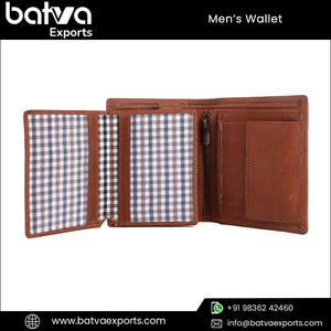 Men's Unique Vintage Bifold Card Holder <strong>Wallet</strong> Full Grain Genuine Leather Short Design RFID Protected Cotton <strong>Lining</strong> Custom Logo - Product Image 4