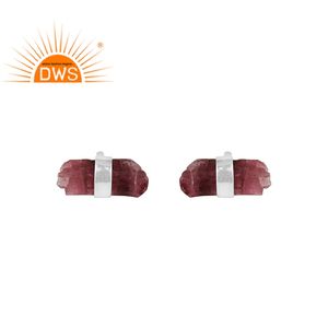 Fournisseur de bijoux en argent sterling avec tourmaline rose taille crayon, boucles d'oreilles clous pour femmes - Product Image 1