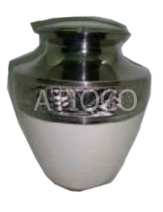 Urna Atiqco Plateada Blanca de Latón Macizo, Estilo Americano, Último Diseño para Cremación y Uso Funerario de Adultos, Superventas - Product Image 1