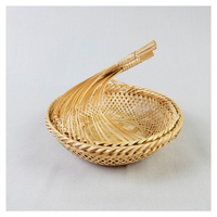 Panier en bambou rectangulaire fait à la main naturel tissé cylindre bambou grand panier en osier avec couvercle pour stockage ou affichage rotin