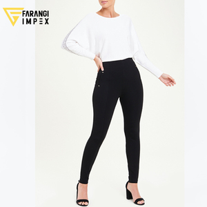 Leggings Negros Largos Personalizados para Mujer, Cintura Elástica, Tejido de Spandex y Nailon, Color Sólido, Estilo Básico, para Todas las Temporadas - Product Image 4
