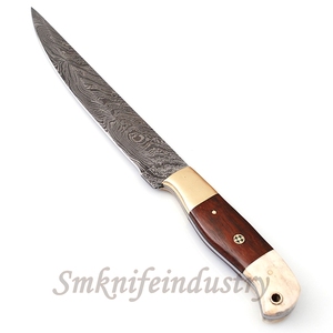 New Custom Hand Forged Damascus Fillet Fishing knife With leather Sheath cover (smk1634) - Product Image 4