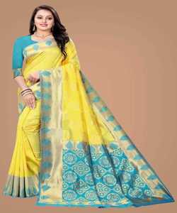 Banarasi ชุดส่าหรีผ้าไหมผ้าแจ็คการ์ดสำหรับสตรีใส่ในงานเทศกาลปาร์ตี้ทุกวัน - Product Image 4