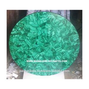 ท็อปโต๊ะทรงกลมทำจากมาลาไคต์สีเขียวธรรมชาติ งานแฮนด์เมด - Product Image 1