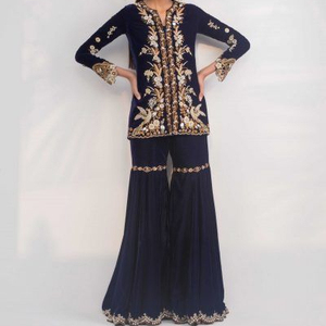 NEW--BEAUTIFUL LOURD BRODERIE SUR ÉLÉGANT KAMEEZ AVEC GARARA ROBE-pour Partie-PORTER et DE MARIAGE @ 2021 - Product Image 1