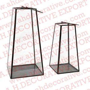 โคมไฟกรอบและแก้วโลหะสีทองสไตล์ยอดนิยมโคมไฟโลหะสำหรับตกแต่งงานแต่งงานทำด้วยมือแบบแขวน - Product Image 2