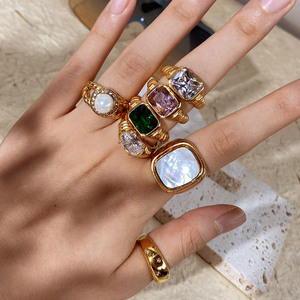 ขายส่งแฟชั่นสแตนเลสทอง Boho ผู้หญิงวินเทจขนาดใหญ่งบแหวน - Product Image 5