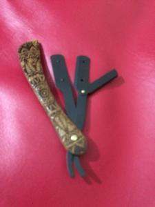 Oro Etiqueta Privada sandalias mango de madera y de peluquero de acero inoxidable recto maquinilla de afeitar Barbero de afeitar recta - Product Image 3