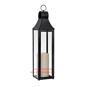 Lanterna portacandele a T in metallo nero con manico ad anello Design unico tavolo di lusso e centrotavola lanterna decorativa