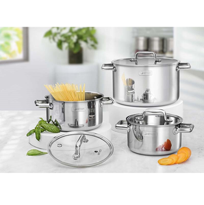 Conjunto de olla de acero inoxidable macizo, nuevo estilo, Elmich Trimax ECO EL-8000, tamaño de 16-18-22cm, hecho en Vietnam - Product Image 1