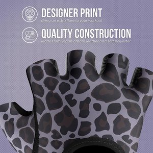 Guantes de levantamiento de pesas de cuero de doble Palma con estampado de pantera negra de alta calidad para mujeres y hombres para gimnasio y deportes-Precio al por mayor - Product Image 3