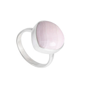 Excellente bague de pierres précieuses naturelles en orgonite rose Bague en argent sterling 925 Bague à la mode plaquée argent romantique pour cadeau de mariage. - Product Image 3