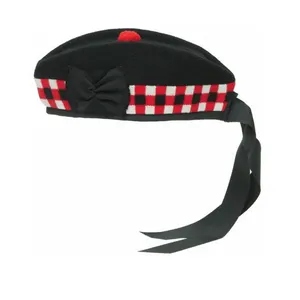 Personalizado GLENGRIA ESCOTISH (PLAIN) Pipe Band Glengarry Branco Vermelho Preto Dicing Glengarry e Balmoral chapéus