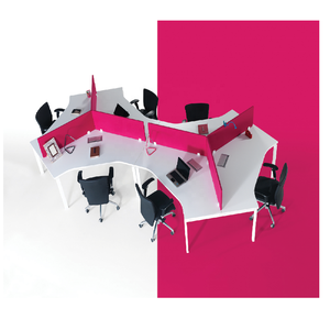 BUROART TRIO Modern Design Durable E1 Grade MDF Wooden Panel Three-Person Modular Cubicle Office Partition <b>Workstation</b> Office - Product Image 1