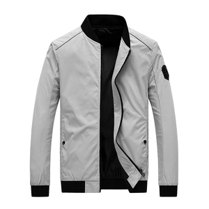 เสื้อแจ็กเก็ตกีฬาของผู้ชายปกตั้งได้เสื้อเบสบอลบอมเบอร์ไซส์ใหญ่พิเศษดีไซน์เรียบของผู้ใหญ่ - Product Image 1