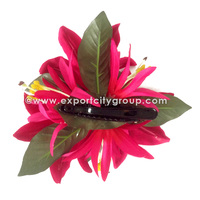 Jepit Rambut Sunne Tropical Lily Casablanca dari Bahan Polyester Plastik Busa yang Tahan Lama, Aksesoris Bunga dan Daun dari Kain yang Aman, 15 buah