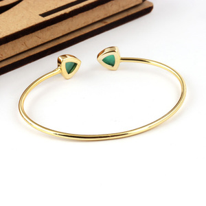 Factory Direct Sales Trillion Shaped Faceted Green Onyx <b>Bracelet</b> Gold Filled Jewelry Special Design Adjustable <b>Bangle</b> <b>Bracelet</b> - Product Image 6