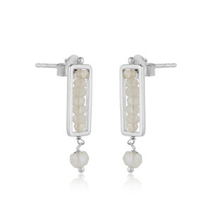 Boucles d'oreilles rétro pour filles, bijou en argent fin, à la mode, en pierre de lune, fabricant de bijoux en argent indien - Product Image 2