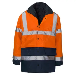 オレンジ蛍光安全ハイビスウィンタージャケットメンズワークウェア反射ジャケット視認性の高い反射安全ボンバージャケット