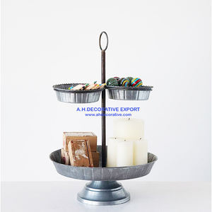Soporte galvanizado decorativo para granja, bandeja de 3 niveles para postres, para fiesta de boda, hecha a mano, con asas - Product Image 2