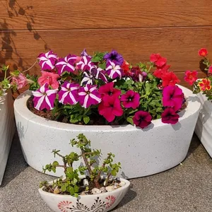 Factory sale eco-friendly high strength handlaid process Round Shape White frp planter fiberglass flower pots