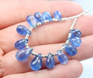 Cyanite naturelle faite à la main perles à facettes bleu pierre lâche pendentif brins haute qualité 6mm 8mm bleu goutte forme Kyanite pierre précieuse - Product Image 4