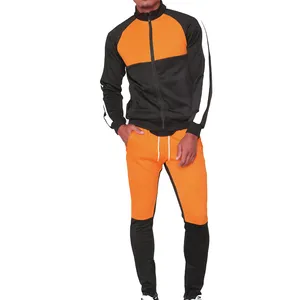 Chándal de manga larga con capucha para hombre, chándal masculino de color naranja y negro con OEM