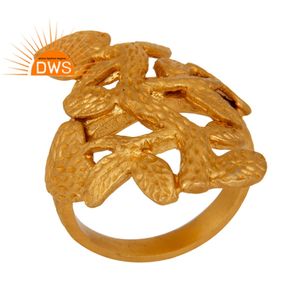 Leaf Designer 925 Sterling Silver Fashion <b>Ring</b> Manufacturer Handmade Gold Plated Jewelry Wholesaler - Product Image 1