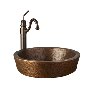 Évier de lavabo martelé en cuivre Évier de salle de bain de taille et de forme personnalisées pour la maison, l'hôtel et le restaurant - Product Image 1