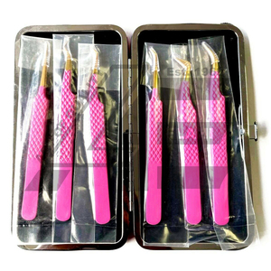 Ensemble professionnel de 6 pinces à épiler pour extensions de cils en or rose 2026, pinces pour cils volumineux, ensemble professionnel - Product Image 3
