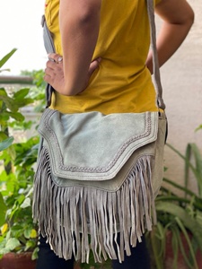 Sac à bandoulière en cuir souple, daim fait à la main, Style frange pour filles, nouvelle collection - Product Image 5