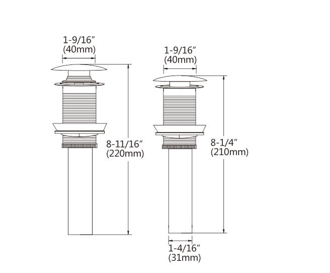Push and seal pop-up with overflow shower water drain for bathroom black sink stopper