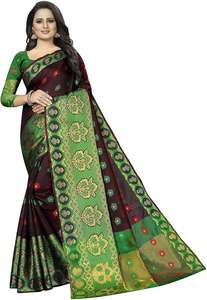 Vêtement ethnique Femmes porter en soie banarasi parti usure mariage saree avec chemisier - Product Image 3