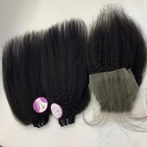 3 Paquete de hueso recto con cierre 5x5 parte virginal brasileño al por mayor paquetes de cabello humano natural color negro - Product Image 4