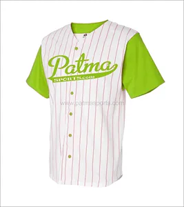 뜨거운 판매 맞춤 저지 야구 소프트볼웨어 스포츠 셔츠 남성 의류 승화 자수 야구 저지 그린