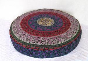 Handmade Dog <b>Bed</b> Cover Mandala Ombre Round <b>Floor</b> <b>Cushion</b> Cover 35 Inches Multiple Color Pouffe Ethnic By Indian Consigners - Product Image 6