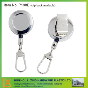 Moulinet de badge rétractable rond en métal, tambour fixe de 25 mm avec goupille de sécurité et identification, pour mousqueton de pêche - Product Image 5