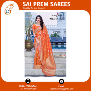 Los saris de seda suave de diseñador más vendidos para mujer, hermoso traje étnico indio para fiesta, boda, disponibles a bajo precio - Product Image 5