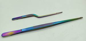 Pince de cuisine professionnelle multi-couleurs plasma arc-en-ciel, courbée, en acier inoxydable, certifiée CE, droite, 20 cm, ISO DHL PK - Product Image 2