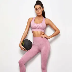 Eyelet Racer Back Sports Set Fitness Active Wear Set Casual Running Sport Custom Women Yoga Leggings