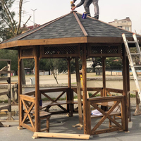 Gazebos d'extérieur Jidar Octagon de haute qualité avec toit en acier, couleur naturelle, montage facile, longue durée de vie, respectueux de l'environnement, fabriqué en Turquie