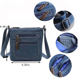 Sac bandoulière en jean bleu le plus vendu pour hommes adultes, court, antivol, isolé, antibactérien, double sangle, fermeture éclair, logo personnalisé - Product Image 3