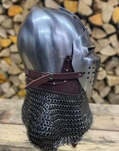 HMB-Casco Medieval de acero, Roa, diseño cruzado, caballero, Vikingo, Chainmail - Product Image 6