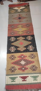 โบฮีเมียนอินเดียวินเทจหลายสีปอกระเจาขนแกะทางเดินวิ่งแฮนด์เมด Kilim ทอสี่เหลี่ยมผืนผ้าห้องนั่งเล่นห้องครัวพรมพื้นที่พรม
