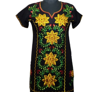 Minivestido de aspecto hermoso al por mayor estilo retro indio bohemio estampado floral mexicano camiseta hermoso patrón floral - Product Image 1