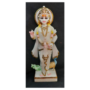 Estatua de Alta Calidad del Dios Kartikey en Mármol con Pavo Real para Fines de Adoración - Product Image 1