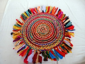 Tapis de chiffon en tissu rectangle, avec volants en tissu multicolore, de couleurs assorties, convient pour les magasins de décoration de la maison, cm - Product Image 2