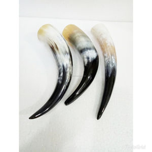 Corne de buffle polie de meilleure qualité corne à boire Viking artisanat naturel fait à la main avec support en métal sculpté - Product Image 2