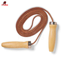 Cuerda para Saltar de Cuero con Alambre de Acero, Mango de Madera, Goma y PVC, Personalizable, Duradera, para Entrenamiento de Velocidad, Ejercicio y Fitness, de Alta Calidad