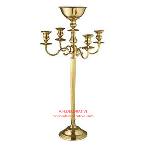 Candelabros de 5 brazos chapados en oro hechos a mano, decoración cuadrada decorativa para interiores y exteriores, para funciones de boda, para uso doméstico - Product Image 5